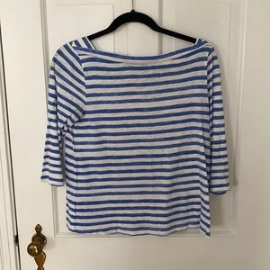 Ann Taylor Loft XS blue and white boat neck tee
